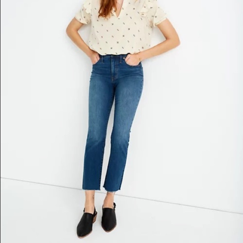 Madewell Cali Demi Boot Jeans Raw Edge Women’s Size 28